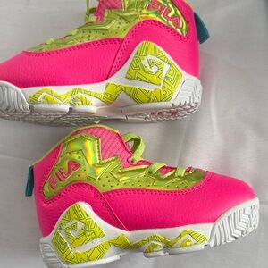 Fila Kids' Neon Pink and Lime Sneakers